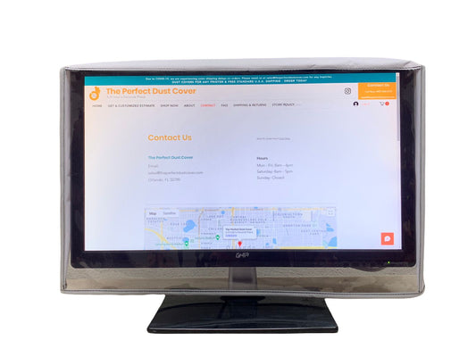 Perfect Dust Cover, White VINYL Monitor Cover WITH CLEAR FRONT Compatible with LG 27'' Full HD Monitor, Anti Static, Waterproof Monitor Dust Cover Dimensions 24.2''W x 2''D x 15''H by Perfect Dust Cover LLC.